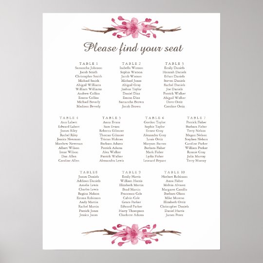 Wedding Seating Chart Poster