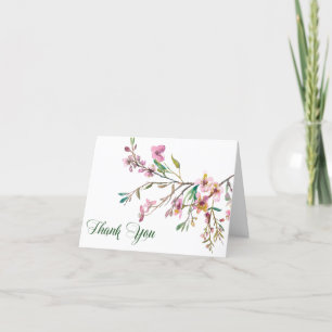 Pink Cherry Blossom Wedding Thank You Card