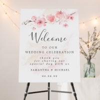Pink Cherry Blossom Wedding Welcome Sign
