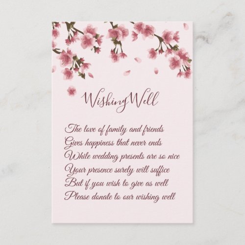 Pink Cherry Blossom Wedding Wishing Well Cards