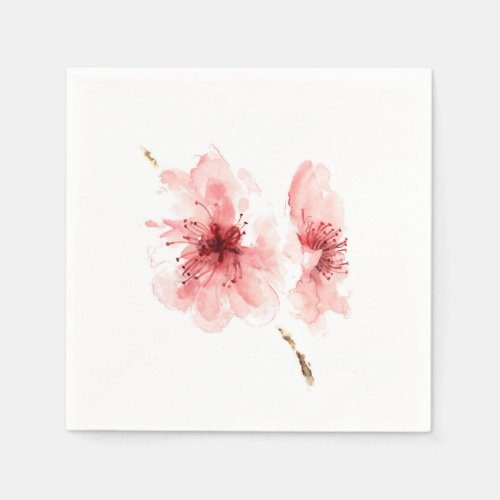 Pink cherry blossom white decorativ paper napkins