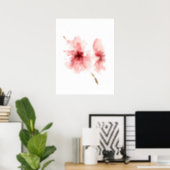 Pink cherry blossom white poster sakura (Home Office)