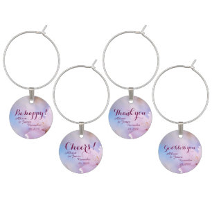 Pink cherry blossom wine charm