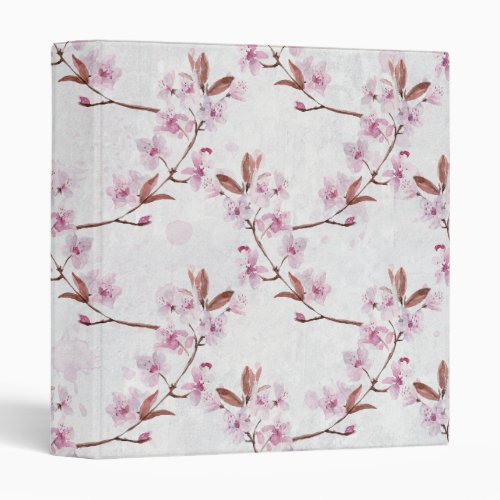Pink Cherry Blossoms 3 Ring Binder