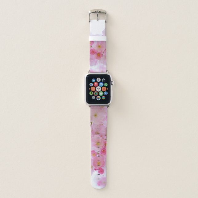 Pink Cherry Blossoms Apple Watch Band (Front)