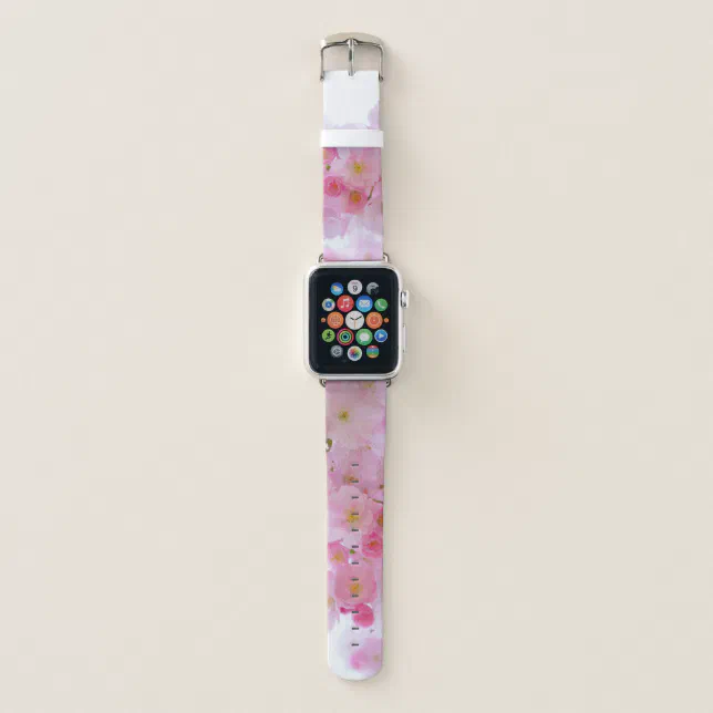 Pink Cherry Blossoms Apple Watch Band | Zazzle