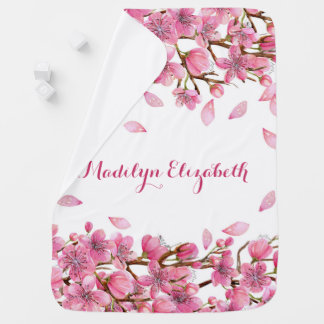 Pink Cherry Blossoms Baby Blanket