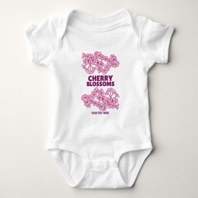 Pink cherry blossoms baby bodysuit (Front)