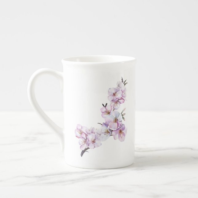 Pink Cherry Blossoms  Bone China Mug (Left)