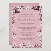 Pink Cherry Blossoms Border Bridal Shower Invitation (Front/Back)