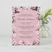 Pink Cherry Blossoms Border Bridal Shower Invitation (Standing Front)