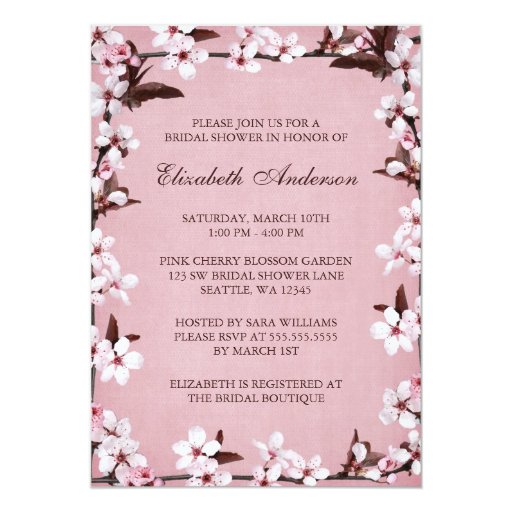 Cherry Blossom Wedding Shower Invitations 4