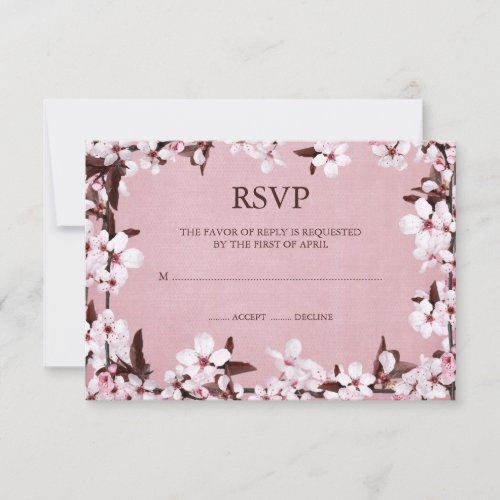 Pink Cherry Blossoms Border RSVP Response Cards