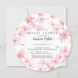 Pink Cherry Blossoms Bridal Shower Invitation