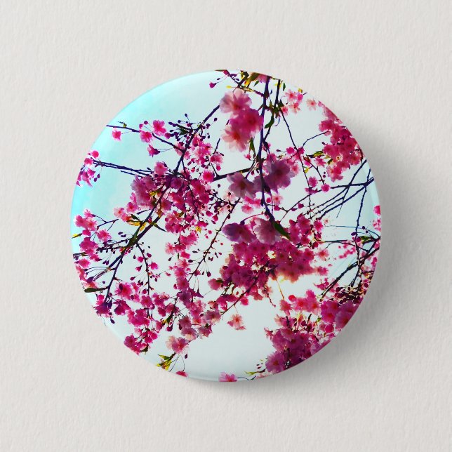 Pink Cherry blossoms Button (Front)