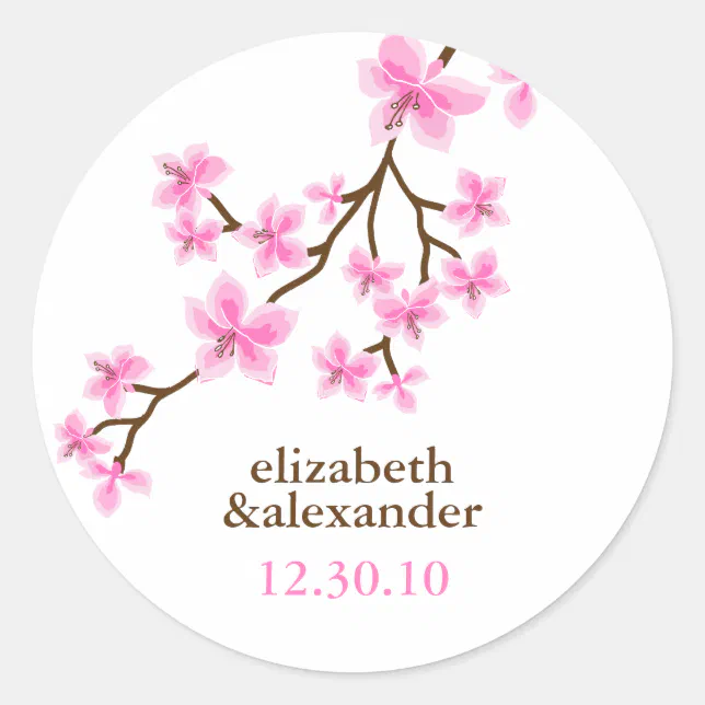 Pink Cherry Blossoms Classic Round Sticker | Zazzle