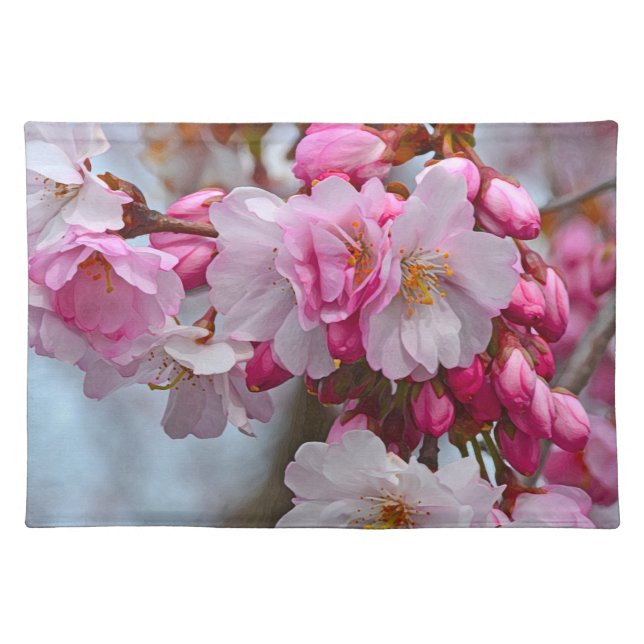 Pink cherry blossoms cloth placemat (Front)