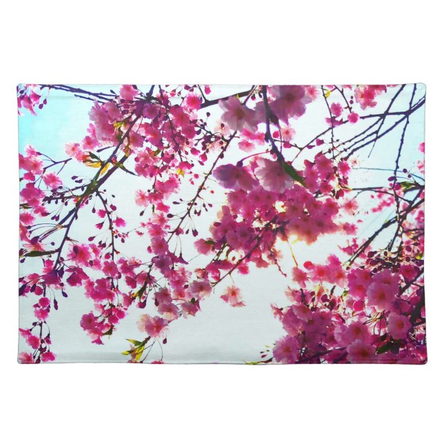 Pink Cherry blossoms Cloth Placemat (Front)