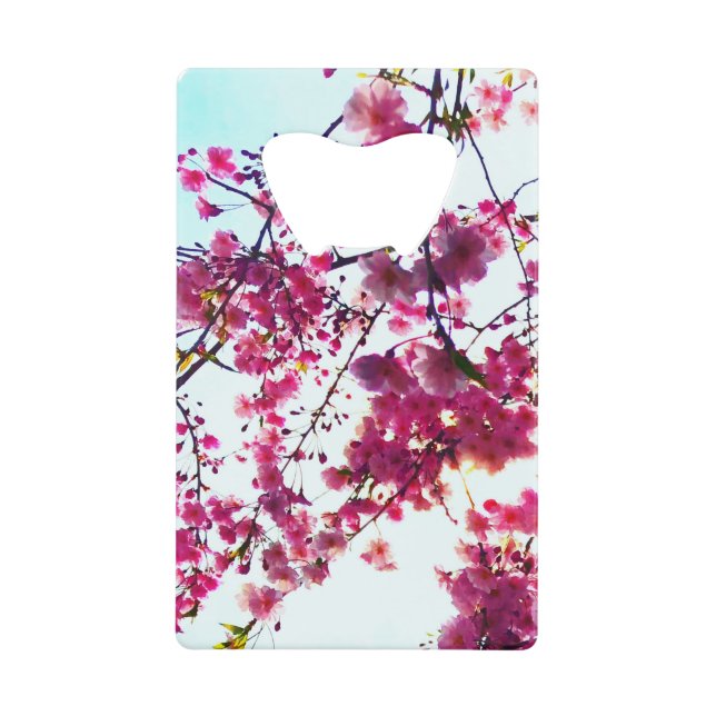 Pink Cherry blossoms Credit Card Bottle Opener (Front)