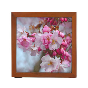 Pink cherry blossoms desk organizer