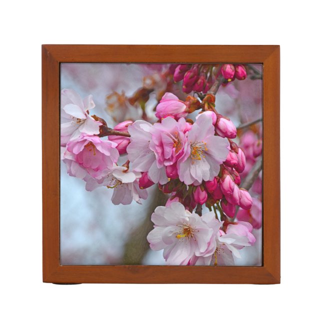 Pink cherry blossoms desk organizer (Front)