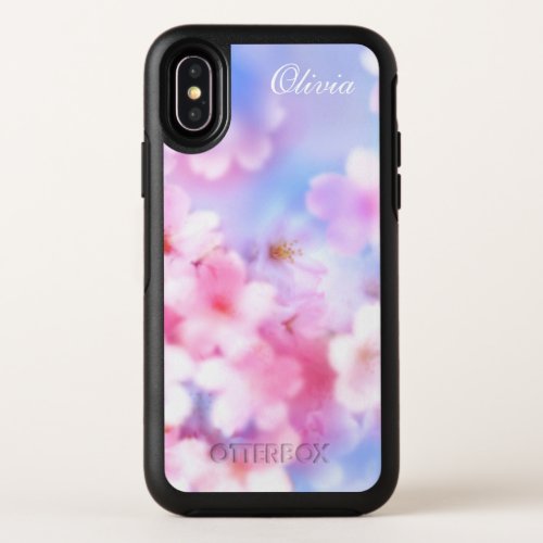 Pink Cherry Blossoms Elegant Watercolor OtterBox Symmetry iPhone X Case