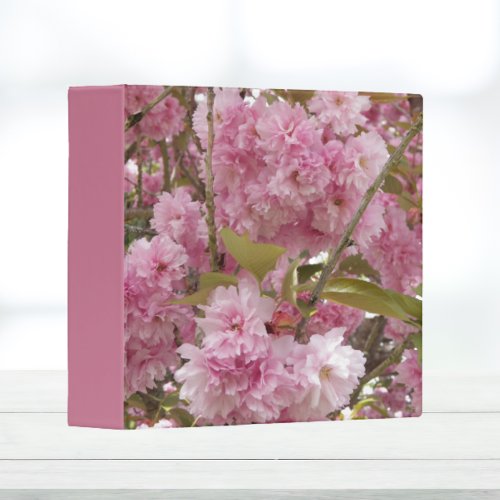 Pink Cherry Blossoms Floral 3 Ring Binder