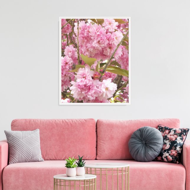 Pink Cherry Blossoms Floral Canvas Print (Insitu(LivingRoom))