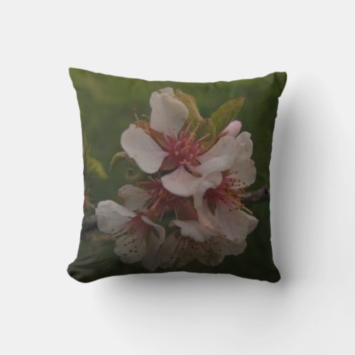 Pink Cherry Blossoms Floral Photography  Throw Pillow