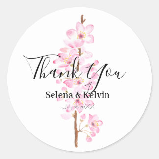 Pink Cherry blossoms   flower round sticker 