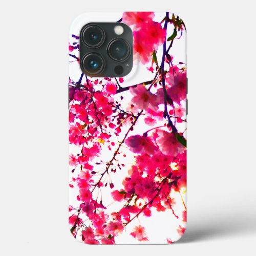 Pink Cherry blossoms flowering tree  iPhone 13 Pro Case
