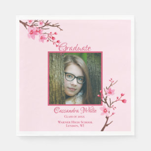 Pink Cherry Blossoms Graduation Party   Napkins