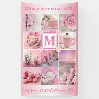 Pink Cherry Blossoms Instagram Photo Grid Sakura Banner by BCMonogramMe at Zazzle