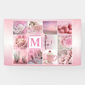 Pink Cherry Blossoms Instagram Photo Grid Sakura Banner by BCMonogramMe at Zazzle