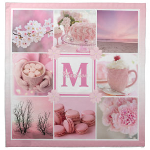 Pink Cherry Blossoms Instagram Photo Grid Sakura Cloth Napkin
