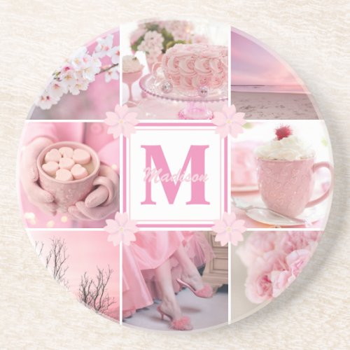 Pink Cherry Blossoms Instagram Photo Grid Sakura Coaster