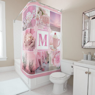 Pink Cherry Blossoms Instagram Photo Grid Sakura Shower Curtain