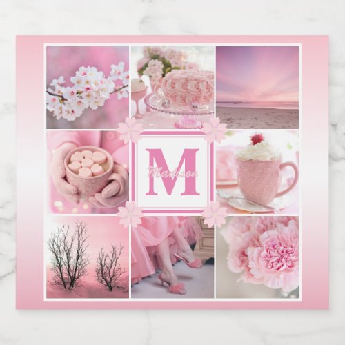 Pink Cherry Blossoms Instagram Photo Grid Sakura Sparkling Wine Label