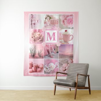 Pink Cherry Blossoms Instagram Photo Grid Sakura Tapestry by BCMonogramMe at Zazzle