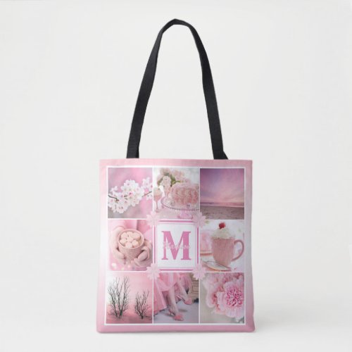 Pink Cherry Blossoms Instagram Photo Grid Sakura Tote Bag