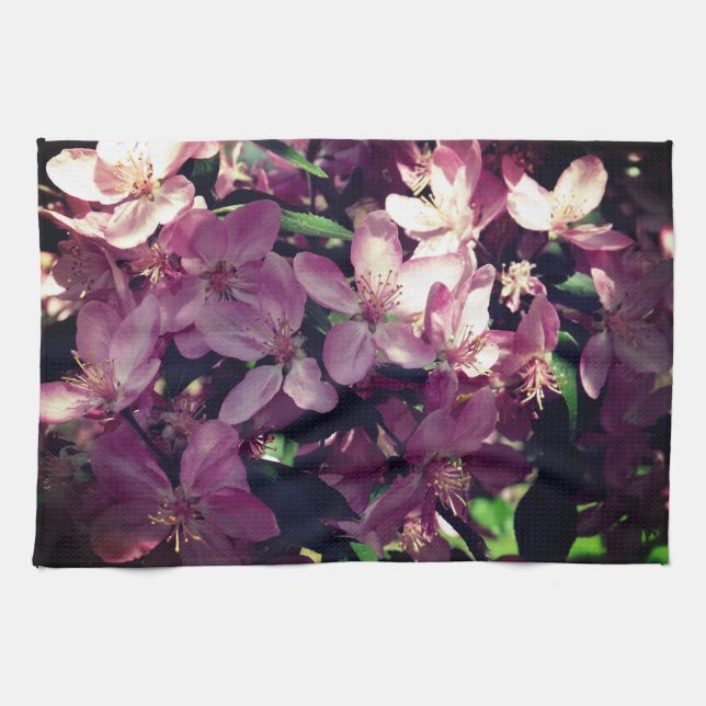 Pink Cherry Blossoms Kitchen Towel (Horizontal)