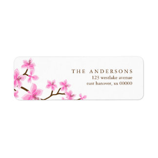 Pink Cherry Blossoms Label