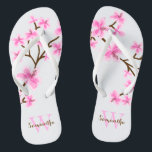 Pink Cherry Blossoms Monogrammed Flip Flops<br><div class="desc">Beautiful and sweet cherry blossoms or sakura flowers design perfect for spring,  summer,  as well as for bride,  bridesmaids,  mother of the bride,  mother of the groom,  maid of honor,  flower girl gifts,  and more!</div>