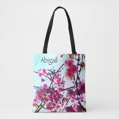 Pink Cherry blossoms _ monogrammed Tote Bag