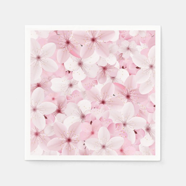 Pink Cherry Blossoms Napkins (Front)