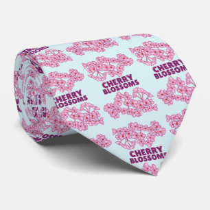 Pink cherry blossoms neck tie