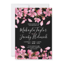 Pink Cherry Blossoms On Black Wedding