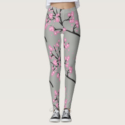 Pink Cherry Blossoms on Branches Leggings