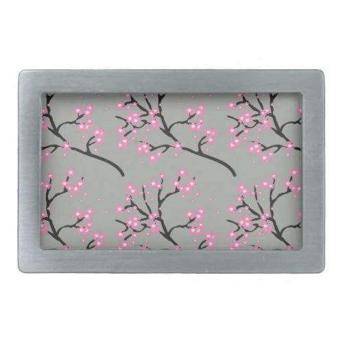 Pink Cherry Blossoms on Branches Personalized Belt Buckle