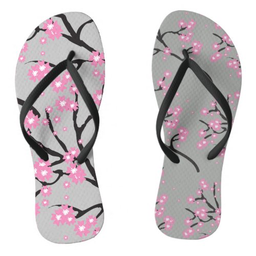 Pink Cherry Blossoms on Branches Personalized Flip Flops